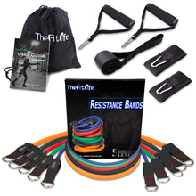TheFitLife Exercise Resistance Bands with Handles - 5 Fitness Workout Bands Stackable up to 200 lbs, Training Tubes with Large Handles, Ankle Straps, Door Anchor, Carry Bag