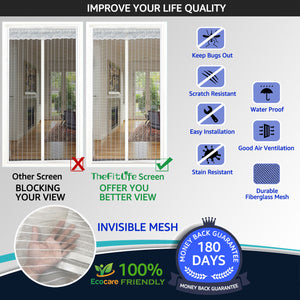 TheFitLife Magnetic Screen Door - Heavy Duty Mesh Curtain with Full Frame Hook and Loop Powerful Magnets That Snap Shut Automatically (38''x97'' - Fits Doors up to 36''x96'', White)