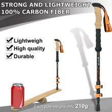 TheFitLife Carbon Fiber Trekking Poles – Collapsible and Telescopic Walking Sticks with Natural Cork Handle and Extended EVA Grips, Ultralight Nordic Hiking Poles for Backpacking Camping