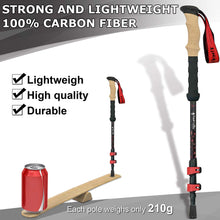 TheFitLife Carbon Fiber Trekking Poles – Collapsible and Telescopic Walking Sticks with Natural Cork Handle and Extended EVA Grips, Ultralight Nordic Hiking Poles for Backpacking Camping