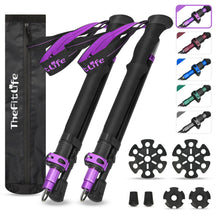 TheFitLife Collapsible Trekking Poles for Hiking – Lightweight Folding Walking Sticks for Men and Women with Extra-Long Foam Handle and Metal Flip Lock(Purple fit 166-192cm)
