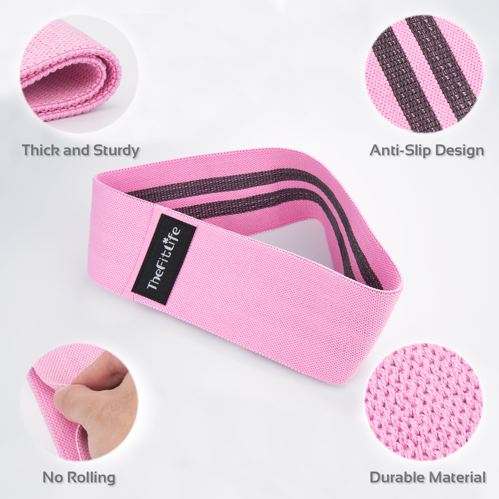 TheFitLife Resistance Bands for Legs and Butt Cotton Mini Exercise Bands Circle for Booty Hip Glute Workout Anti Break Non Rolling and Non Slip