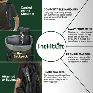 TheFitLife Collapsible Trekking Poles for Hiking – Lightweight Folding Walking Sticks for Men and Women with Extra-Long Foam Handle and Metal Flip Lock（Green fit 166-192cm）