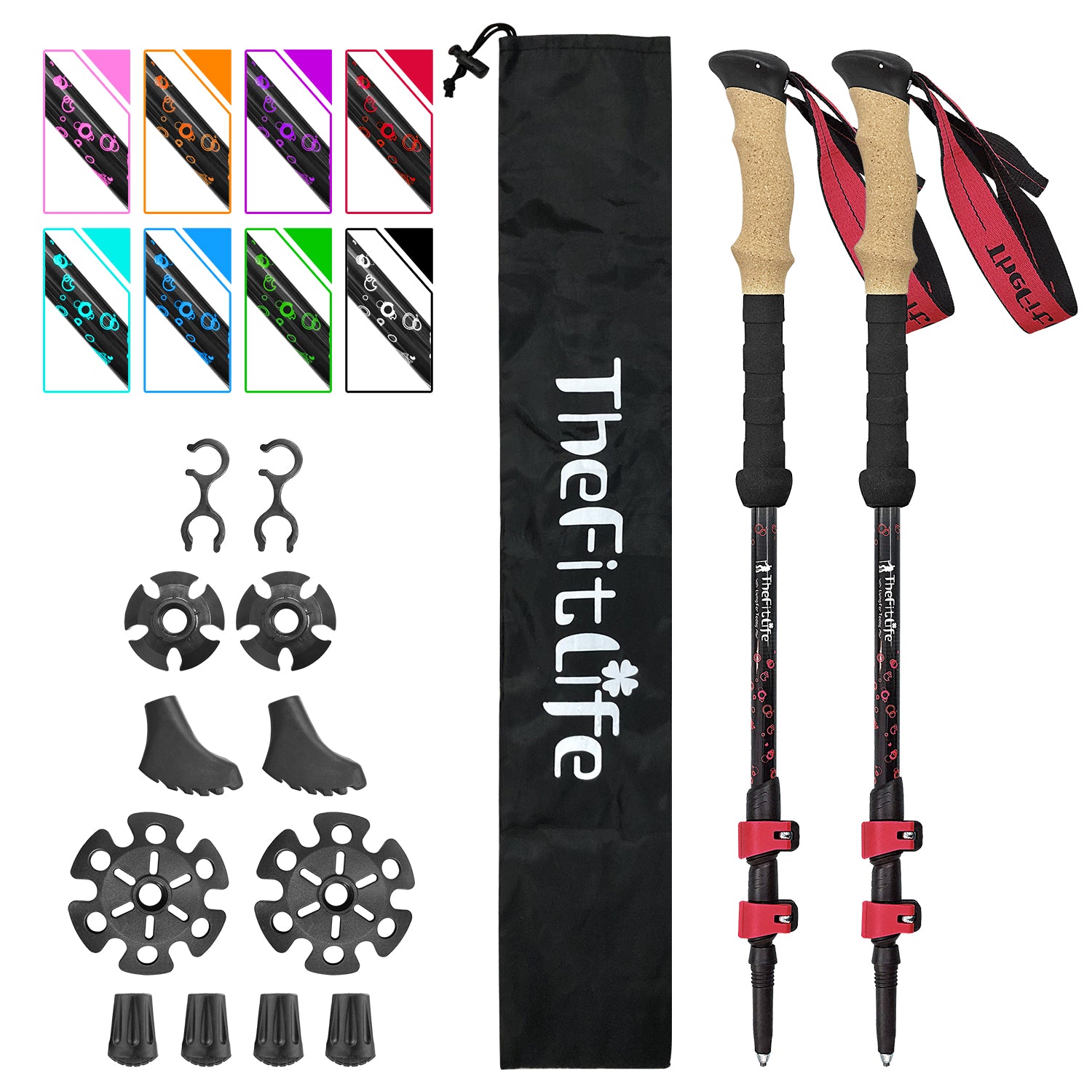 TheFitLife Carbon Fiber Trekking Poles – Collapsible and Telescopic Wa