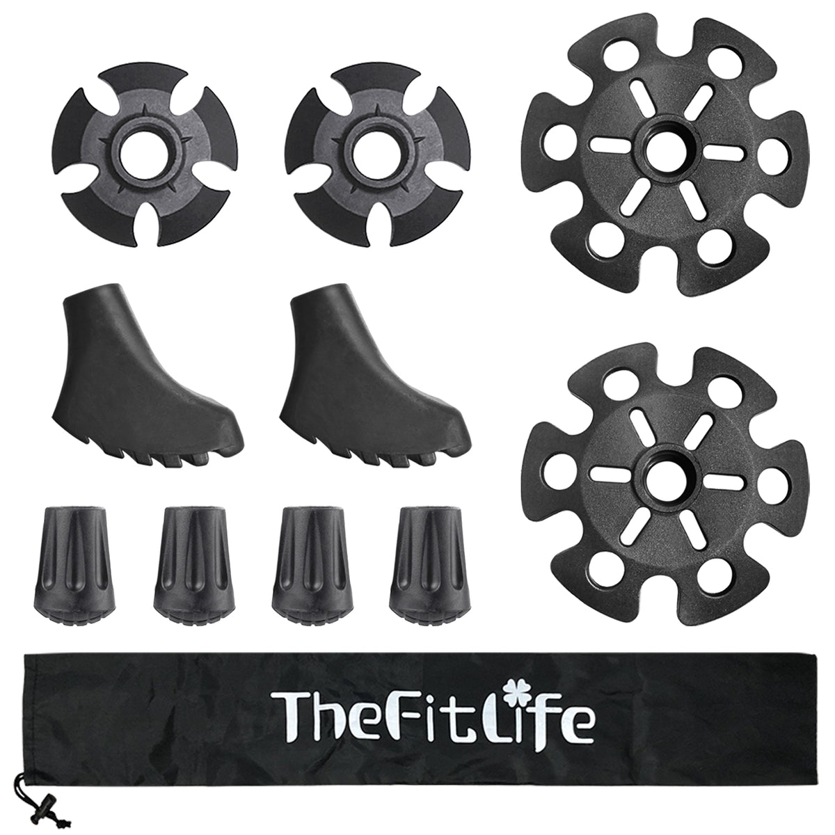 TheFitLife Trekking Poles Accessories Set Rubber Replacement Pole Ti