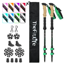 TheFitLife Carbon Fiber Trekking Poles – Collapsible and Telescopic Walking Sticks with Natural Cork Handle and Extended EVA Grips, Ultralight Nordic Hiking Poles for Backpacking Camping