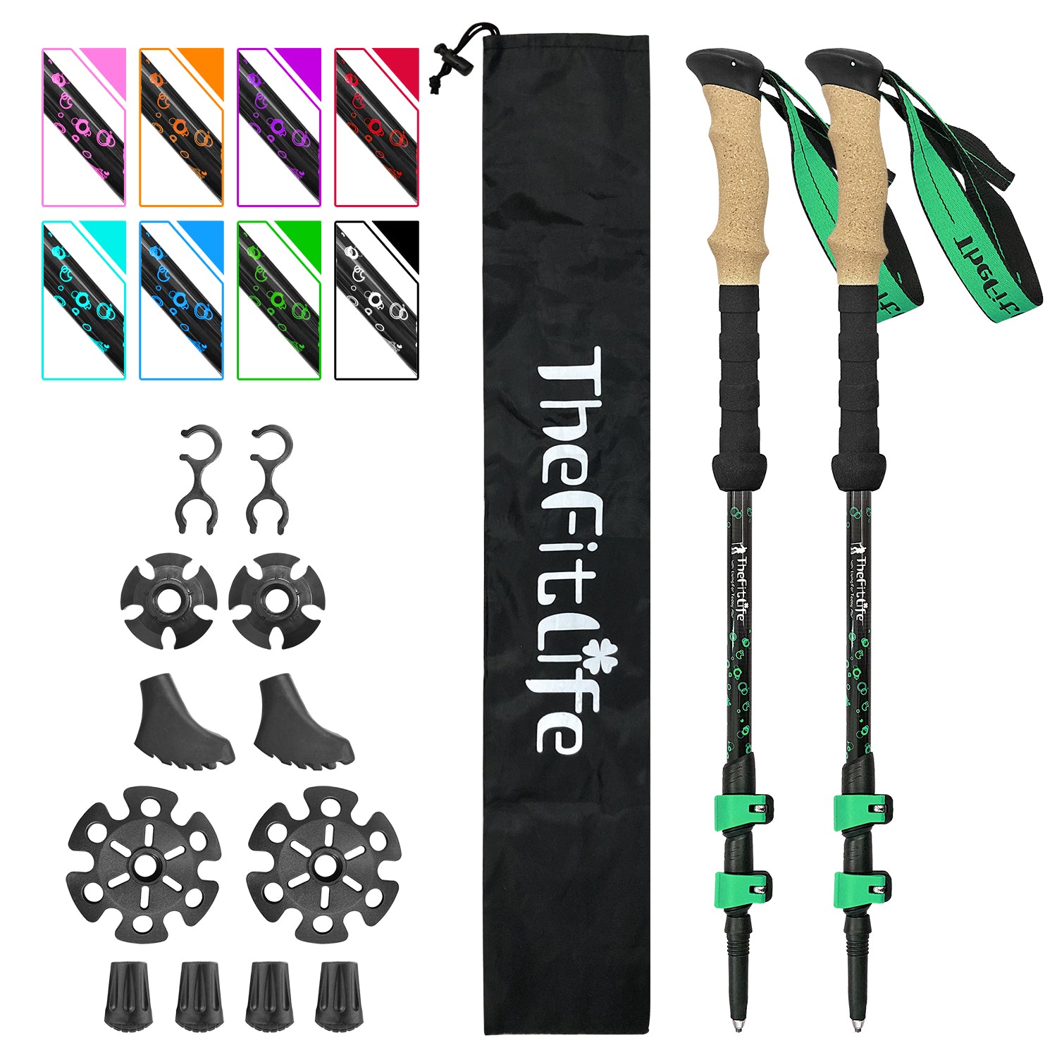 TheFitLife Carbon Fiber Trekking Poles – Collapsible and Telescopic Wa