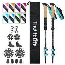 TheFitLife Carbon Fiber Trekking Poles – Collapsible and Telescopic Walking Sticks with Natural Cork Handle and Extended EVA Grips, Ultralight Nordic Hiking Poles for Backpacking Camping