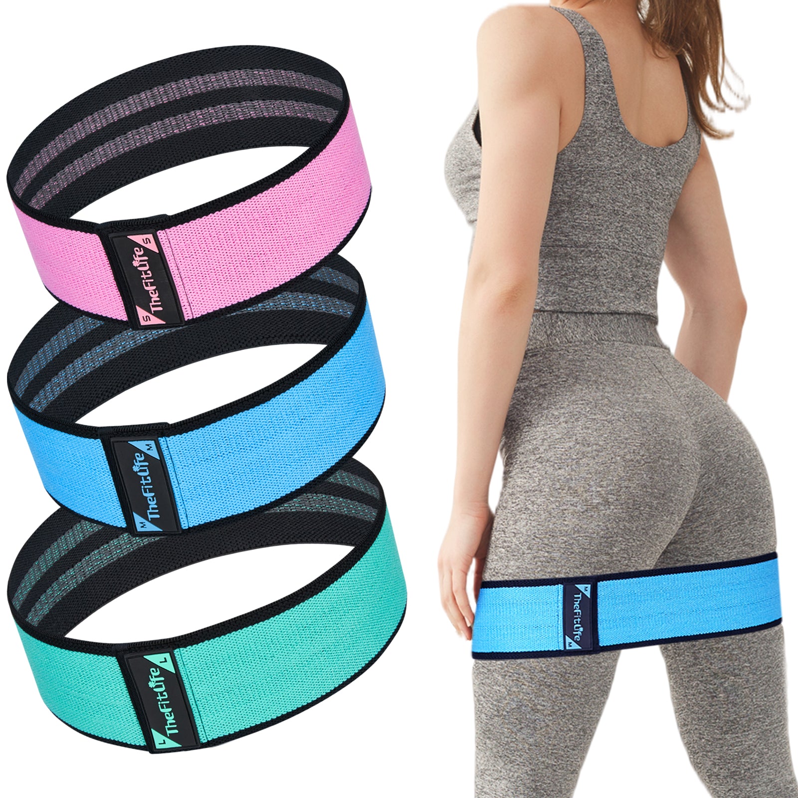 TheFitLife Resistance Bands for Legs and Butt - Cotton Mini Exercise B