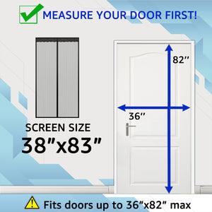 TheFitLife Magnetic Screen Door - Heavy Duty Mesh Curtain with Full Frame Hook and Loop Powerful Magnets That Snap Shut Automatically (38"x83" Fits Door Size up to 36"x82", Black)