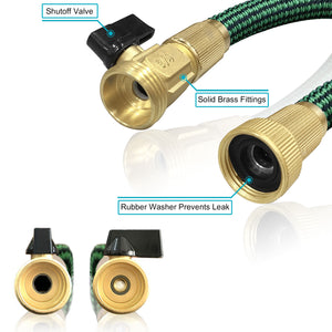 TheFitLife Expandable and Felxible Garden Hose - Upgrade Model 13-Layer Latex Inner and Solid Brass Fittings 3 Times Expanding Kink Free Easy Storage Collapsible Water Hose with Nozzle 25 FT