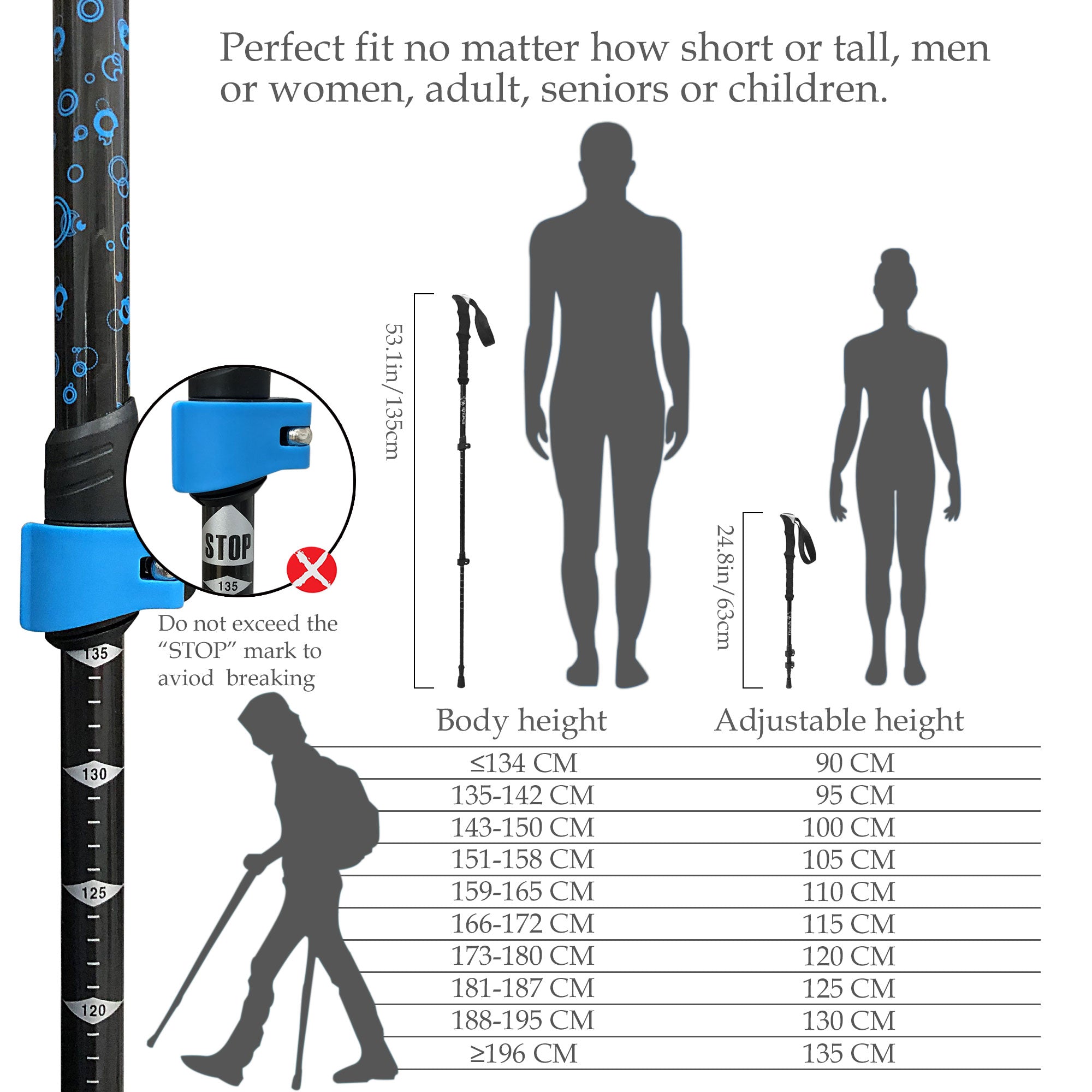 TheFitLife Carbon Fiber Trekking Poles – Collapsible and Telescopic Wa