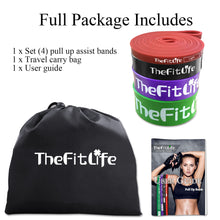 TheFitLife Resistance Pull Up Bands - Pull-Up Assist Exercise Bands, Long Workout Loop Bands for Body Stretching, Powerlifting, Fitness Training, Bonus Carrying Bag and Workout Guide