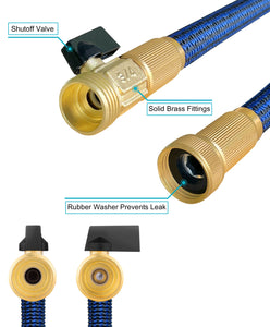 TheFitLife Flexible and Expandable Garden Hose - 13-Layer Latex Water Hose with Retractable Fabric, Solid Brass Fittings and Nozzle, Kink Free, Lightweight, Collapsible Expending Hose 25 FT