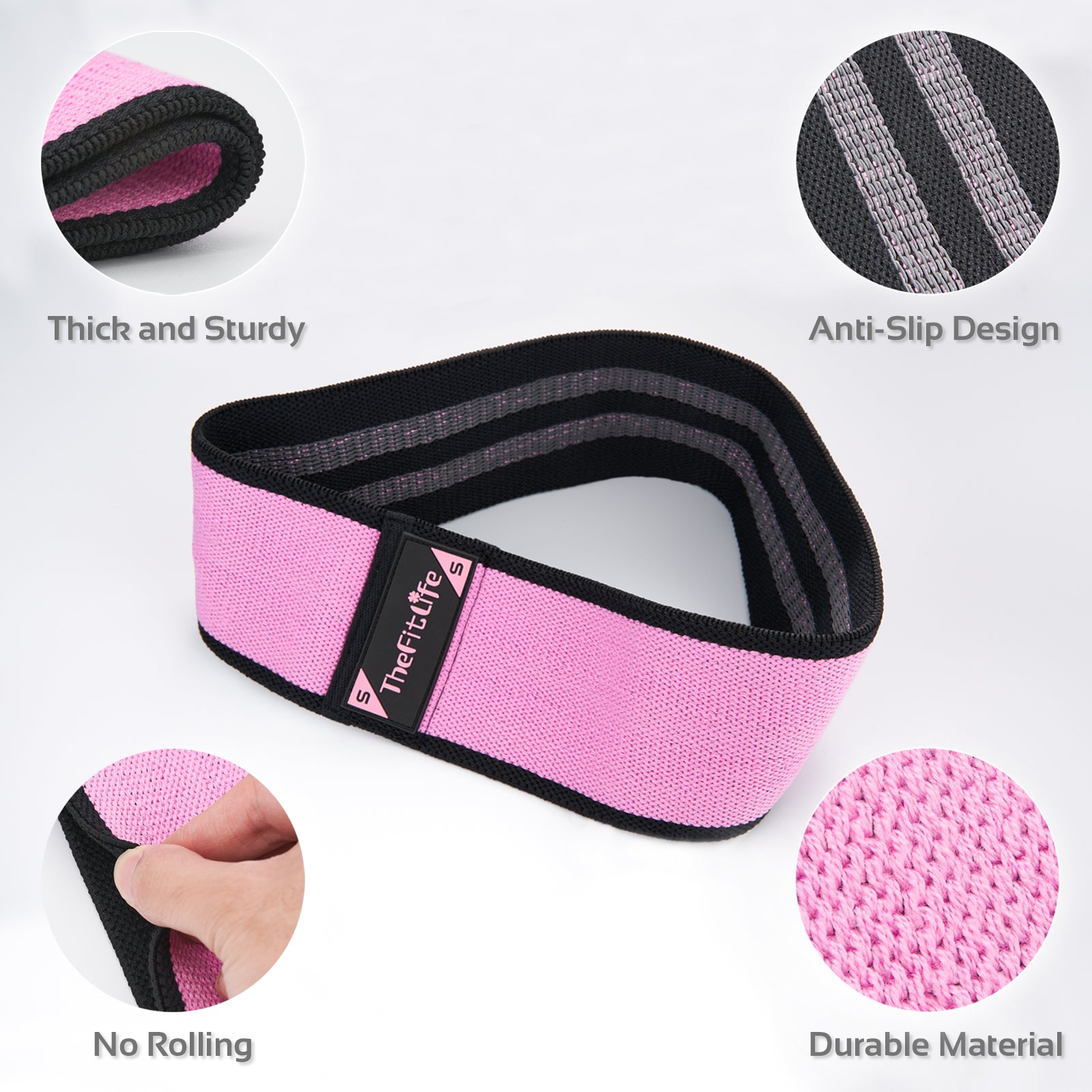 TheFitLife Resistance Bands for Legs and Butt - Cotton Mini Exercise Bands  Circle for Booty, Hip, Glute Workout, Anti-Break, Non-Rolling and Non-Slip