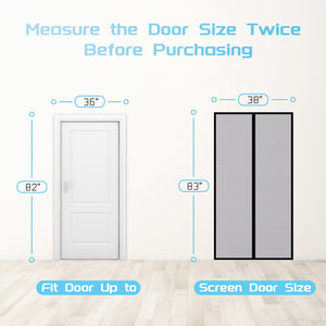 TheFitLife Fiberglass Magnetic Screen Door - Heavy Duty Mesh Curtain with Full Frame Hook and Loop Powerful Magnets That Snap Shut Automatically (38"x83" Fits Door Size up to 36"x82" Max)