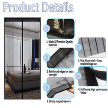TheFitLife Magnetic Screen Door - Heavy Duty Mesh Curtain with Full Frame Hook and Loop Powerful Magnets That Snap Shut Automatically (38"x83" Fits Door Size up to 36"x82", Black)