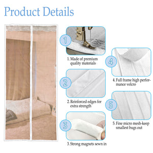 TheFitLife Magnetic Screen Door - Heavy Duty Mesh Curtain with Full Frame Hook and Loop Powerful Magnets That Snap Shut Automatically (48"x83" Fits Door Size up to 46"x82", White)