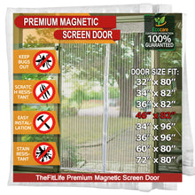 TheFitLife Magnetic Screen Door - Heavy Duty Mesh Curtain with Full Frame Hook and Loop Powerful Magnets That Snap Shut Automatically (48"x83" Fits Door Size up to 46"x82", White)