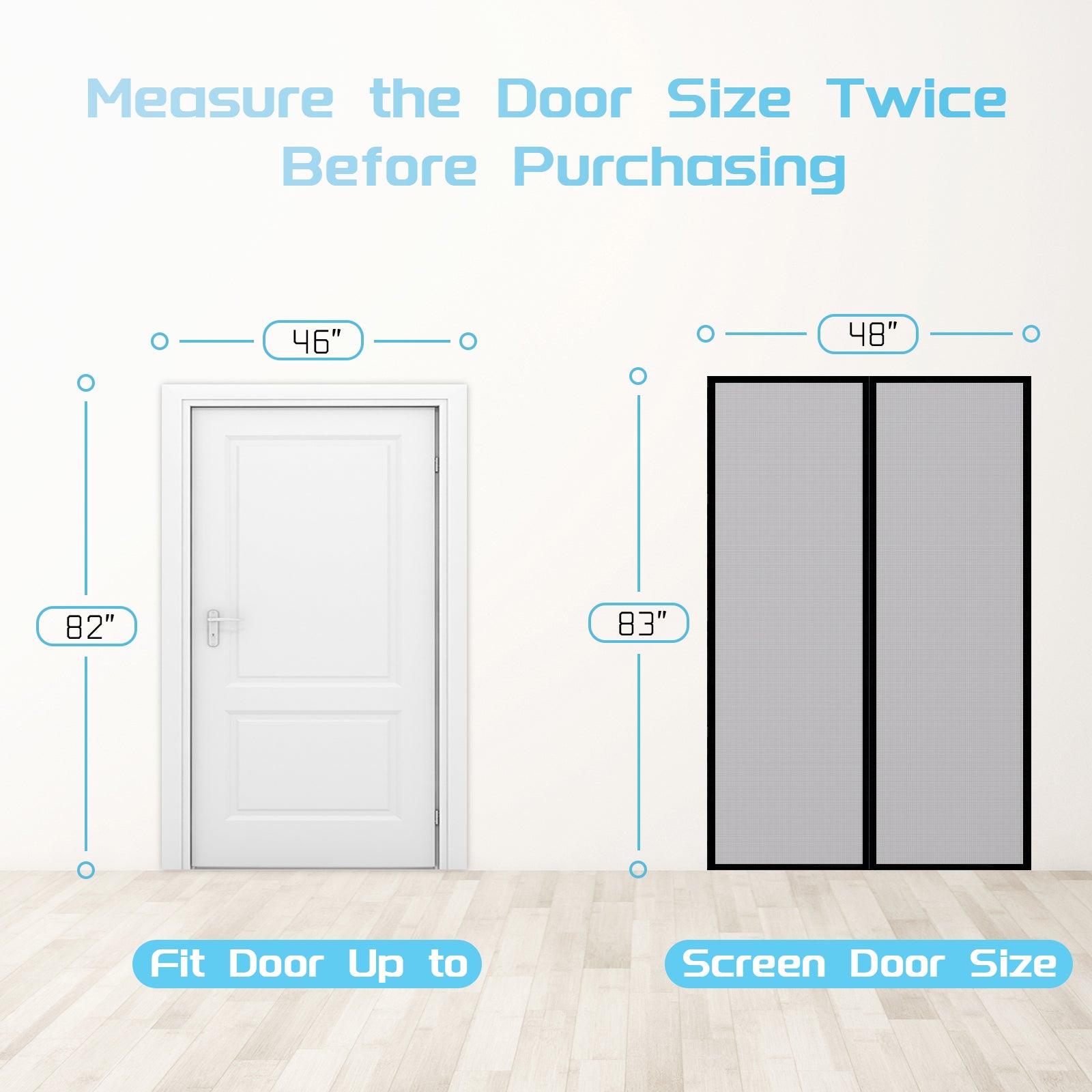 Magnetic Screen Door Fit Door Size 39 x 83 , French Door Mesh Curtain  with Heavy Duty 