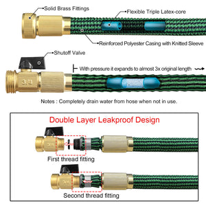 TheFitLife Expandable and Felxible Garden Hose - Upgrade Model 13-Layer Latex Inner and Solid Brass Fittings 3 Times Expanding Kink Free Easy Storage Collapsible Water Hose with Nozzle (75 FT)