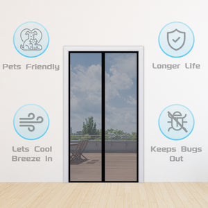 TheFitLife Fiberglass Magnetic Screen Door - Heavy Duty Mesh Curtain with Full Frame Hook and Loop Powerful Magnets That Snap Shut Automatically (38"x83" Fits Door Size up to 36"x82" Max)