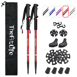 TheFitLife Nordic Walking Trekking Poles - 2 Pack with Antishock and Quick Lock System, Telescopic, Collapsible, Ultralight for Hiking, Camping, Mountaining, Backpacking, Walking, Trekking