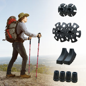 TheFitLife Trekking Poles Accessories Set - Rubber Replacement Pole Tip Protectors Fit Most Standard Hiking, Walking Poles with 11mm Hold Diameter