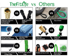 TheFitLife Flexible and Expandable Garden Hose - Strongest Triple Latex Core with 3/4" Solid Brass Fittings Free 8 Function Spray Nozzle, Easy Storage Kink Free Water Hose (50 FT)
