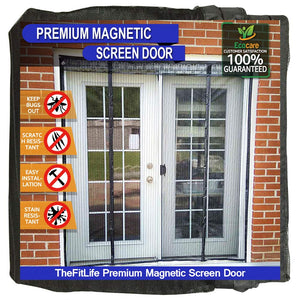 TheFitLife Double Door Magnetic Screen - Mesh Curtain with Full Frame