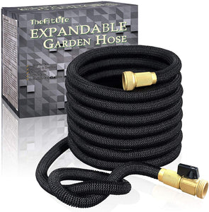 TheFitLife Flexible and Expandable Garden Hose - Strongest Triple Latex Core with 3/4" Solid Brass Fittings Free 8 Function Spray Nozzle, Easy Storage Kink Free Water Hose (100 FT)