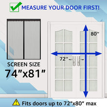 TheFitLife Magnetic Screen Door - Heavy Duty Mesh Curtain with Full Frame Hook and Loop Powerful Magnets That Snap Shut Automatically (74''x81'' - Fits Doors up to 72''x80'', Black)