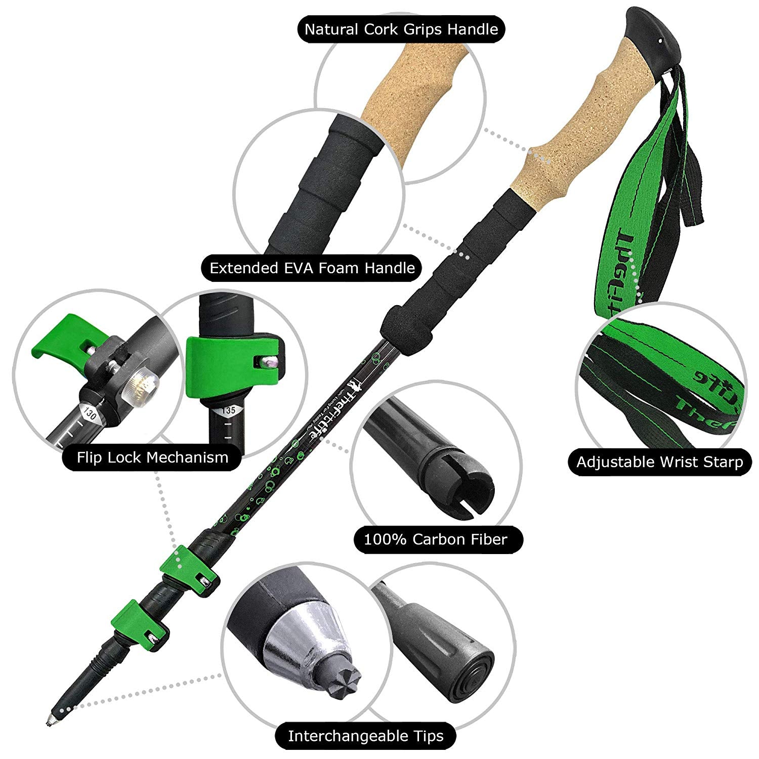 Wandelstokken - 2 stuks opvouwbare trekkingwandelstokken met Quick Lock Wandelstokken - 2 stuks opvouwbare trekkingwandelstokken met Quick Lock