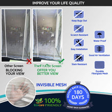 TheFitLife Double Door Magnetic Screen - Mesh Curtain with Full Frame Hook & Loop Powerful Magnets, Snap Shut Automatically for Patio, Sliding or Large Door, White Fits Doors up to 60''x80'' Max
