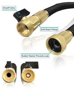 TheFitLife Flexible and Expandable Garden Hose - Strongest Triple Latex Core with 3/4" Solid Brass Fittings Free 8 Function Spray Nozzle, Easy Storage Kink Free Water Hose (75 FT)