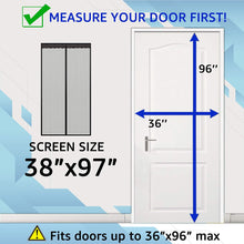 TheFitLife Magnetic Screen Door - Heavy Duty Mesh Curtain with Full Frame Hook and Loop Powerful Magnets That Snap Shut Automatically (38''x97'' - Fits Doors up to 36''x96'', Black)