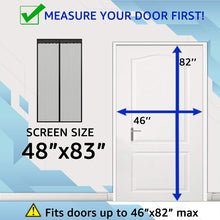 TheFitLife Magnetic Screen Door - Heavy Duty Mesh Curtain with Full Frame Hook and Loop Powerful Magnets That Snap Shut Automatically (48"x83" Fits Door Size up to 46"x82", Black)